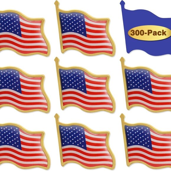 Metal American Flag Lapel Pins Bulk 300 Pack Patriotic Event Gift